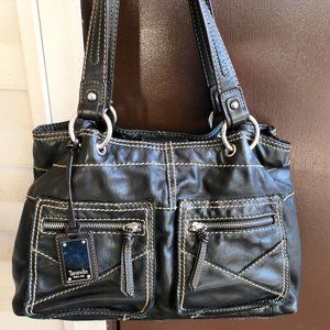 Tignanello Black Leather Shoulder Bag Handbag Purse Tote